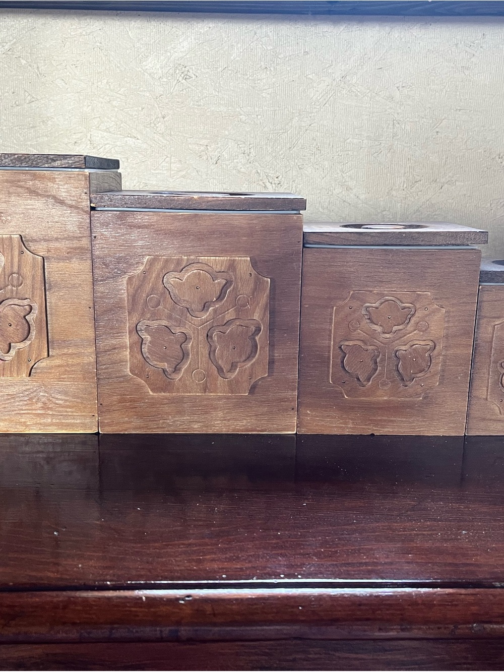 Vtg Sears Roebuck Wooden canister set with liners